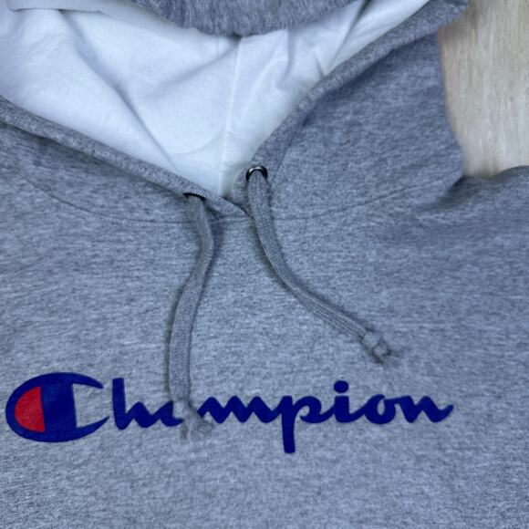 Champion Gray Pullover Logo Athleticwear Hoodie Long Sleeve Casual Sweater 3X - Picture 3 of 14